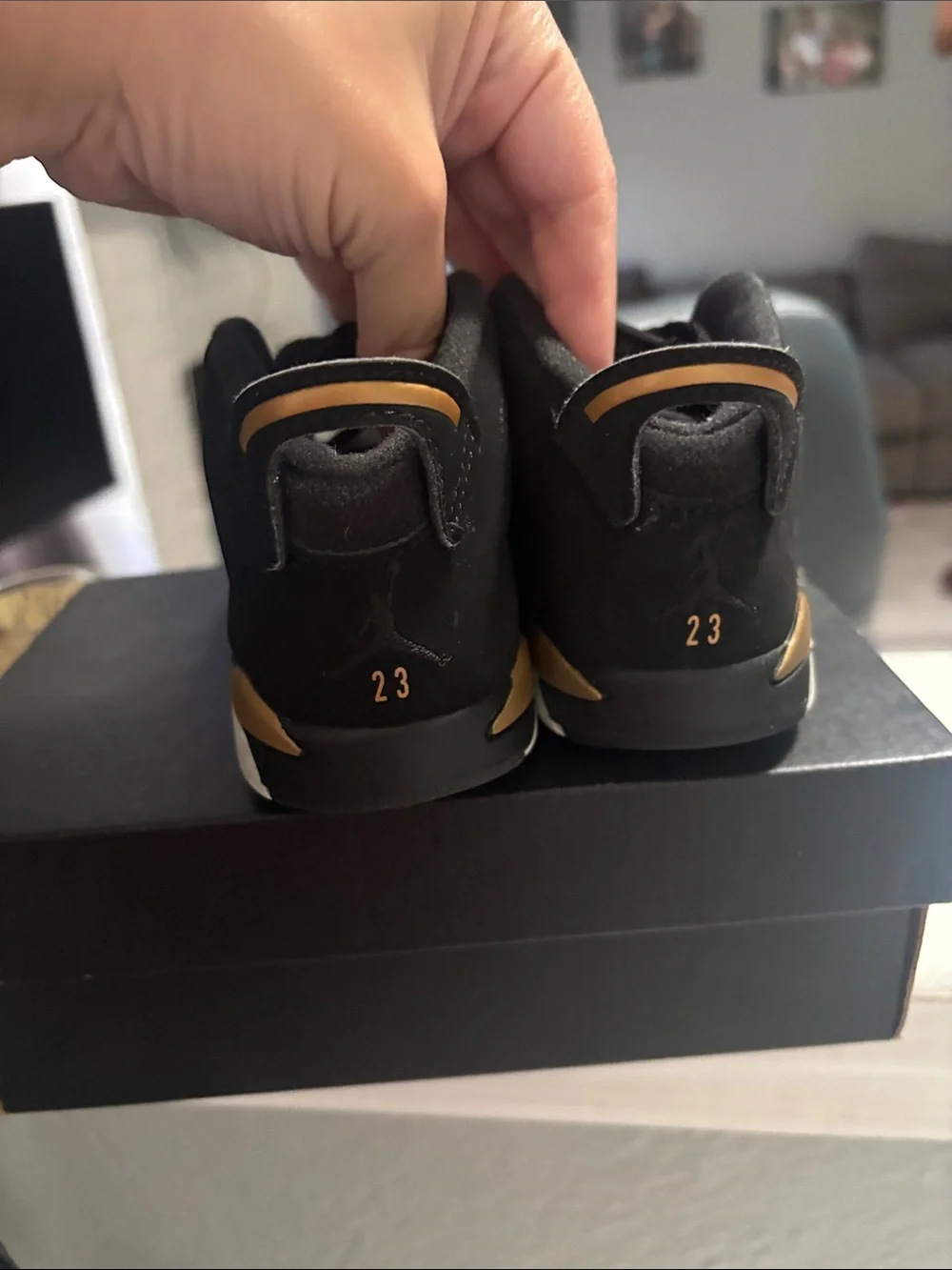 Jordan Kids Black and Gold High-Top Sneakers